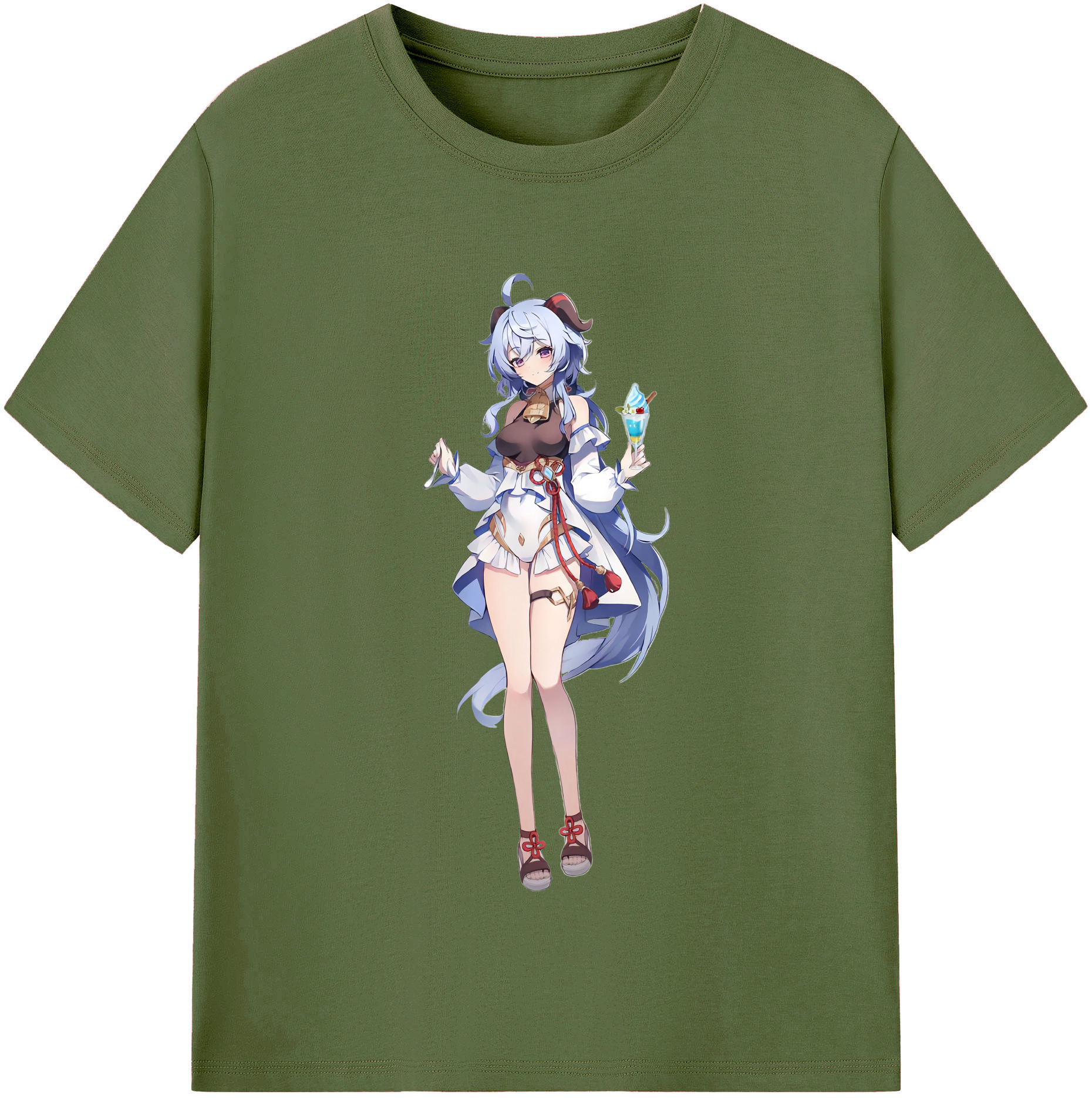 げんし神 甘雨 かんう genshin Ganyu 綿100％半袖Tシャツ（フロントプリント）